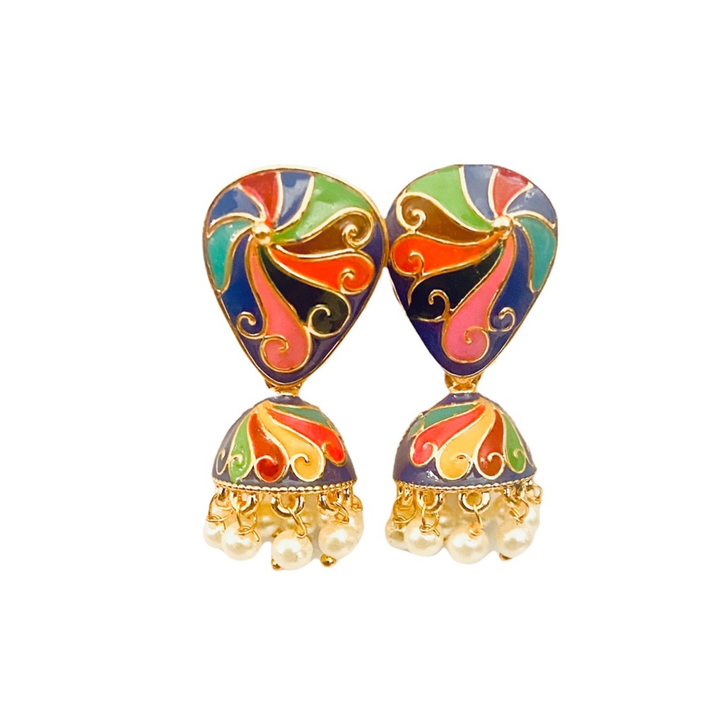Pretty colorful enamel jhumka dangling earrings